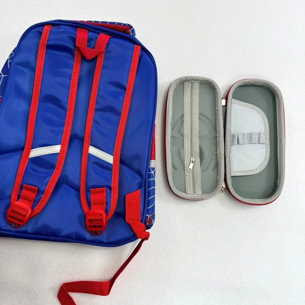 Marvel Spiderman Kids Backpack and Pencil Case Set 3D Molded Red Blue School Bag